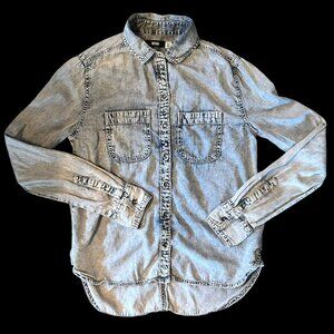 BDG Grey Burnout Lightweight Denim Shirt XS